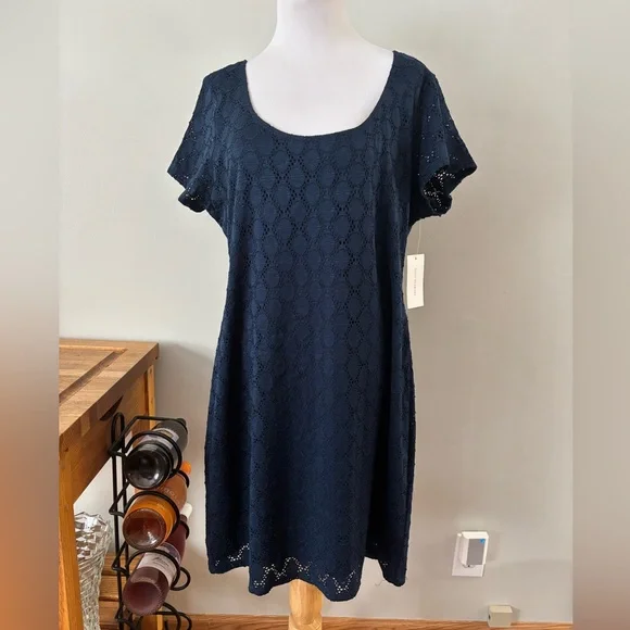 NWT Isaac Mizrahi SUPER soft navy any-occasion dress; size XXL. - Picture 1 of 8